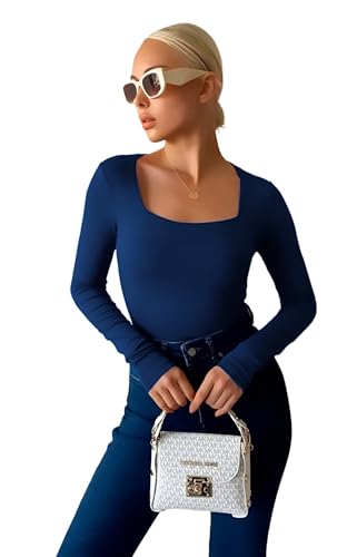SIGHTBOMB SOFTLINE Square Neck Cold Shoulder Double Layer Long Sl...