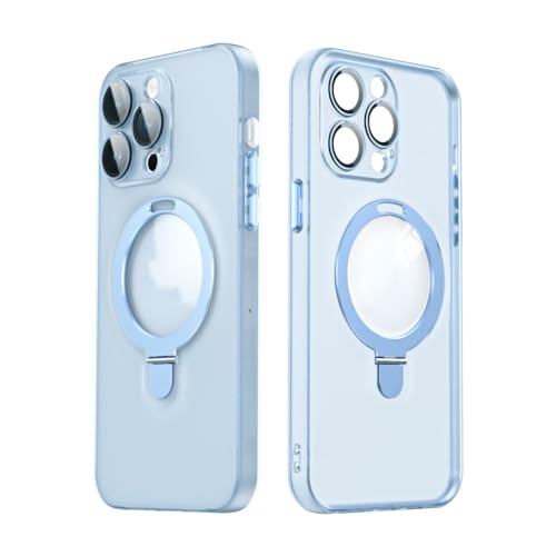 Coque de support magnétique iPhone 15 Pro Max, film verre objectif bleu ultra résistant