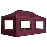 Tonnelle de Jardin Pliable, Tente de Réception Pavillon Barnum de Jardin avec parois Aluminium 6x3 m Bordeaux