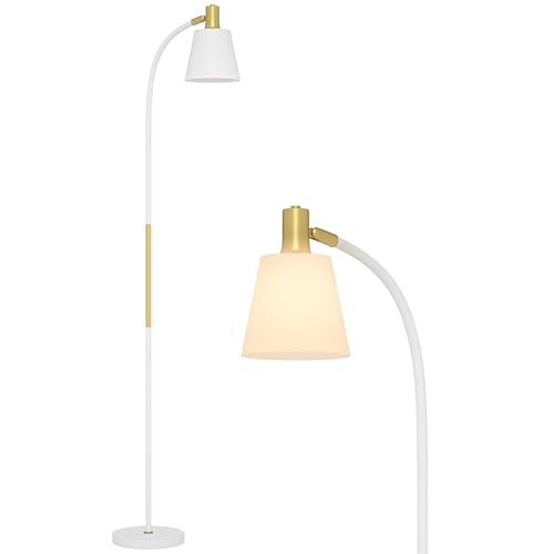 HOMCOM Lámpara de pie regulable en altura 127-160 cm con interruptor, casquillo E27, lámpara de pie para salón, dormitorio, estudio, blanco