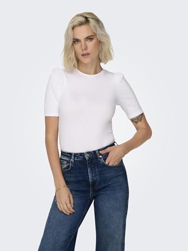 ONLY Damen Onllive Love 2/4 Pufftop JRS Noos, Weiß, XL – Ansicht 3