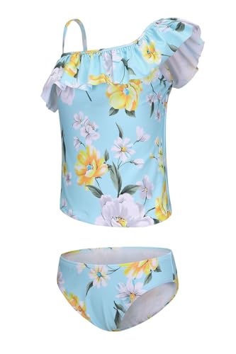 Image of Girls Two Piece Swimsuits Hawaiian Ruffle Tankini Swimwear Bathing Suit Set