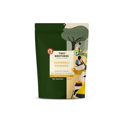 Image of TWO BROTHERS ORGANIC FARMS - Turmeric Powder (100 Gm) | Naturally Grown, Stonegrinded Haldi Powder | Good For Digestive & Skin Health | Ground Turmeric Powder