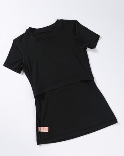 AUROLA Everyday Fitted T-Shirt for Women,Crew Neck Basic Short Sleeves T ShirtCrop Tops Modal Slim Fit Tee3