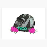 Nico Rosberg 2016 Helmet with Flowers Sticker Decal Car Window Water Bottle 5"