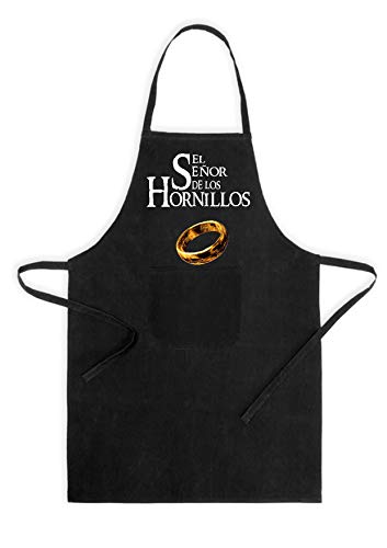 SAQUITOMAGICO Delantal de Cocina El señor de los hornillos (Negro)