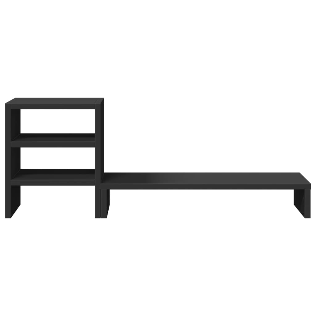 Supporto per monitor con organizer da scrivania in legno nero, 80 x 20 x 30 cm, portata 35 kg, ripiano per ufficio e home office con organizzazione ergonomica