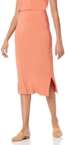 Amazon Essentials Women's Pull-On Knit Midi Skirt (Available in Plus Size), Rust Orange, X-Small