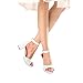 IDIFU Women's White Chunky Pump Heel Sandals Peep Toe Low Block Ankle Strap Wedding Formal Dress Heels Shoes