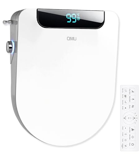 Image of Electric Bidet Toilet Seat Round, Heated Bidet Seat with Instant Warm Water, Warm Air Dryer, Self-Cleaning Stainless Steel Nozzle, Heated Seat, Night Light, Remote Control, Soft Close