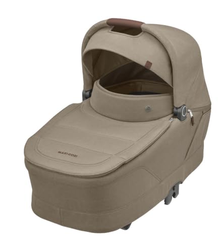 Colchones para capazos | Maxi-Cosi Sense Capazo, Amplio Y Cómodo, Colchón De Memory Foam Transpirable, Paneles Climaflow, Inclinación Soothingslope, Apto Para Dormir De Noche, Asa De Piel Vegana, Twillic Truffle