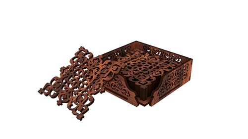 Image of 12 FOX Wooden Tea Coaster Asian Red Wood Handcrafted Coasters Home Kitchen for Tea & Coffee Table Decor Set of 6 |9.5x9.5cm TCCOST017D