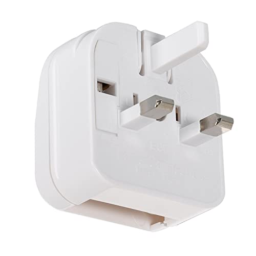 LEDKIA LIGHTING Adaptateur Prise Type C Tête Plate avec Câble Droit à Prise Type G (UK) Blanc Cover