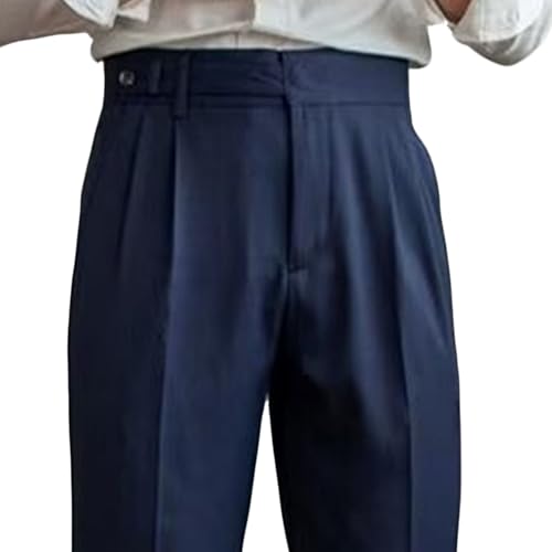 Men's Stylish Casual Dress Pants Summer Solid Color Suit Pants Comfortable Straight Fit Work Pants​3
