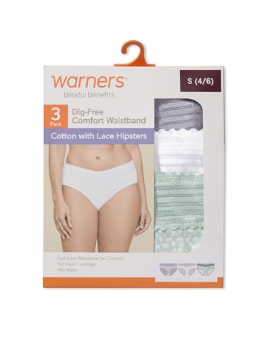 Image of Warner's Women's Blissful Benefits Women's Dig-free Comfort Waist With Lace Cotton Hipster 3-pack