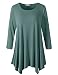 LARACE Women Plus Size 3/4 Sleeve Tunic Tops Loose Basic Shirt (3X, Greyish Green)