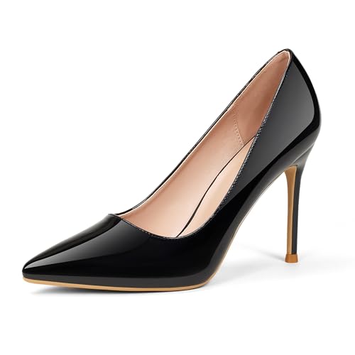 Black Metallic Leather Stiletto Pump