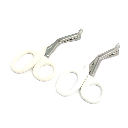 LAJA IMPORTS 2 PCS Paramedic Utility Bandage First AID Stainless Steel Trauma EMT EMS Shears Scissors 7.25' White