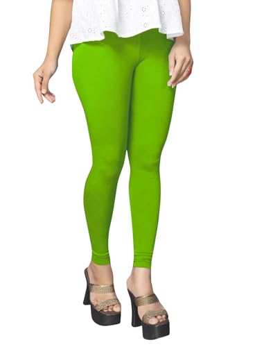 Image of Women's Cotton Skinny Leggings with Ankle Length Solid Pattern Mid Rise and Elastic Closure | Cotton Skinny Leggings for Womens
