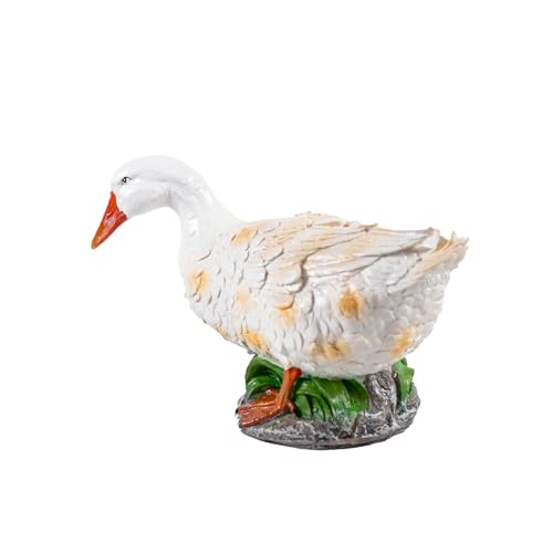 SHAODIE White Duck Garden Statue, 10.6x4.3x5.5 inches, Resin Outdoor Sculpture,