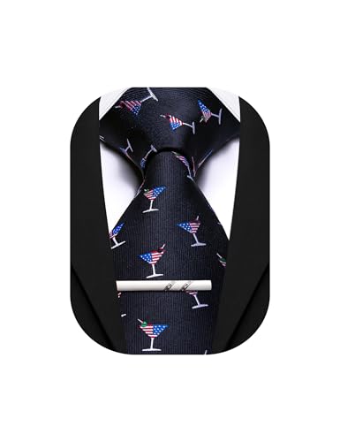 Image of Barry.Wang Silk Ties for Men Fun Necktie and Tie Clip Set for Wedding Party Business Formal Extra Long
