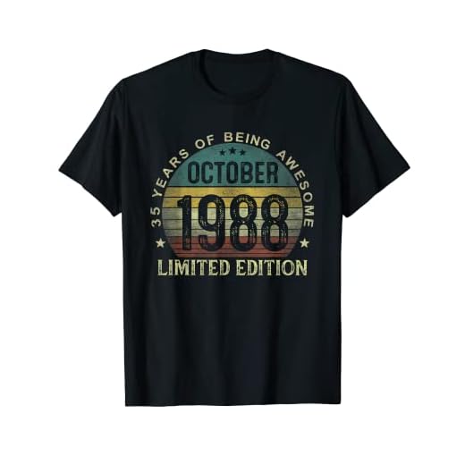 Nacido En Octubre 1988 Vintage 35 Años Regalo Hombre Camiseta