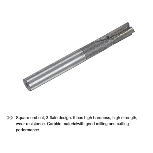 Image of uxcell Square Nose End Mill, 8mm Cutting Dia Tungsten Carbide Tip 3 Straight Flutes Milling Cutter with 8mm Straight Shank, 2pcs