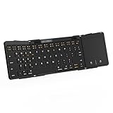 Full Size Foldable Wireless Keyboard With Trackpad, Rechargeable Battery Bluetooth Travel Multi-Device Connection, Portable for Windows/iOS/Android/Mac, Lock Into a Regular