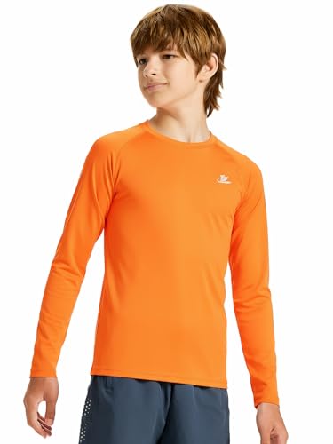 Image of DEVOROPA Youth Boys Compression Shirt Long /Short Sleeve Football Baseball Undershirt Quick Dry Kids Sports Baselayer Crewneck