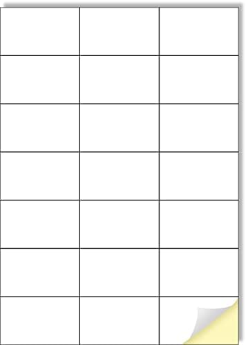 Creavvee 21 Label per Sheet, 25 A4 Sheets, Printable White Sticker Paper Labels for Laser/Inkjet Printers Made in Europe - Sticker Size 70 x 42,3 mm