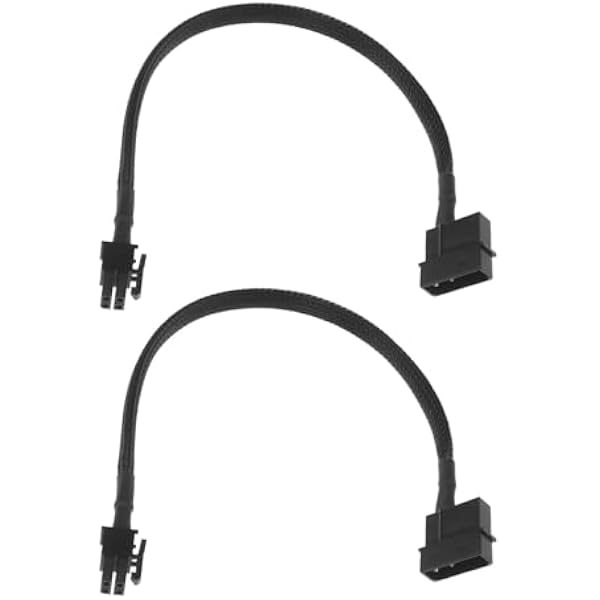 2 szt. Molex na ATX 4-pinowe męskie kable adaptera 33 cm pomocniczy kabel adaptera ATX złącze adapter przedłużacz drutu pleciony przewód do podłączenia płyty głównej