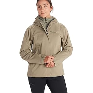 Marmot Women’s Wm’s PreCip Eco Pro Jacket, Waterproof Jacket, Lightweight Hooded Rain Jacket, Windproof Raincoat, Breathable Windbreaker, Ideal for Running and Hiking, Vetiver, XS