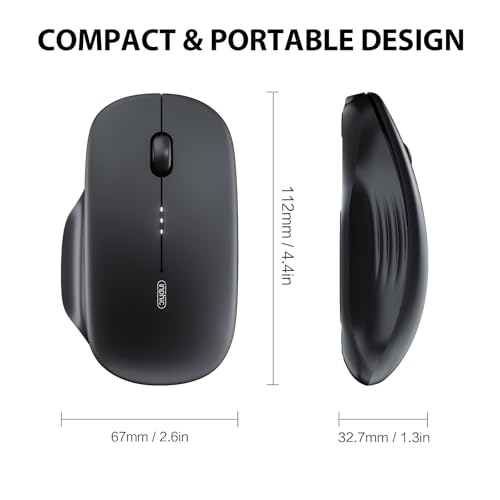 Image of INPHIC M1 II Wireless Mouse Bluetooth, 80g Tri-Mode (Bluetooth 5.0 /4.0+USB) Computer Mouse, Visible Battery Leval, Type-C Charging, for Windows /PC /Mac /Tablet /Laptop - Black