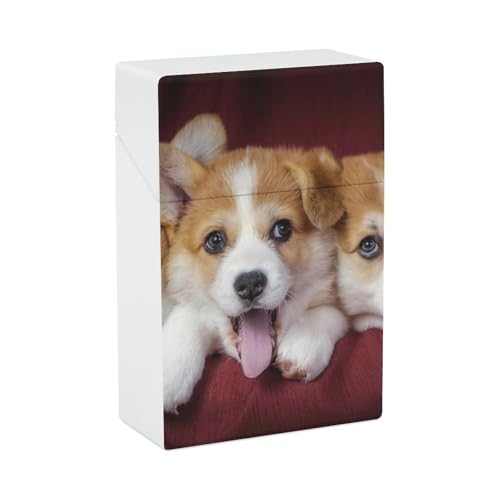 コーギー 子犬 可愛い 犬柄 タバコカバー 20本収納 シガレットケース 煙草ケース 煙草入れ 煙草箱 喫煙具 タバコ 保護カバー タバコ箱 シガレットケ たばこケース 携帯に便利