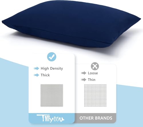 Image of TILLYOU Toddler Pillowcase 2 Pack with Envelope Closure,13 inch x 18 inch Silky Soft Microfiber Travel Kids Pillowcase for Boys and Girls,Navy