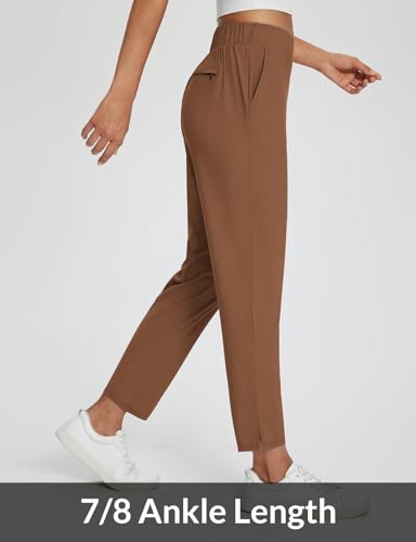 baleaf Womens Travel Pants Lightweight Stretch with Zipper Pockets Petite Ankle Dressy Golf Work Business Casual Slacks3