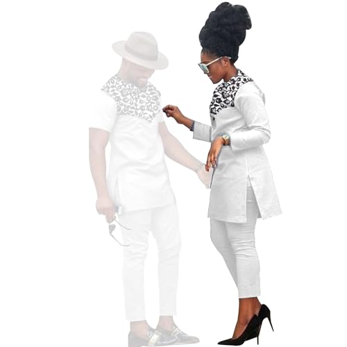 African Coupleswear Women's Ankara Printed Top and Trousers Set Bazin Riche Men's Matching Top and Trousers Set2