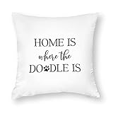 Housse de coussin avec motif labradoodle et labradoodle - Décoration carrée - 35,6 x 35,6 cm