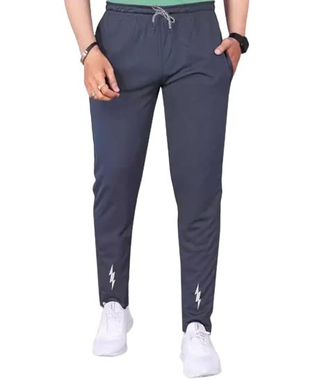 Track Pants for Mens/Joggers for Mens/Mens Lower Lycra Blend with 2 Side Zipper Pockets for Gym, Exercise, Morning Walk, Sports Charging Line (Pack of 1 Piece Only)-image-2