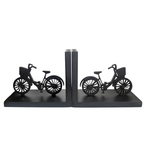 Image of eCraftIndia Wooden Book End with Bicycle Showpiece for Home Decor Office Table | Gift for Housewarming Birthday
