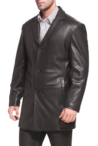 BGSD Men Carter 3-Button New Zealand Lambskin Leather Car Coat (Also available in Big and Tall and Short)4