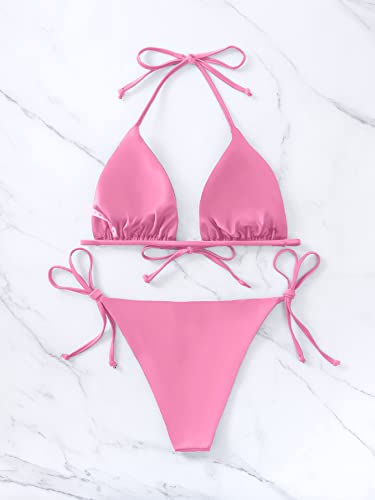 Image of Bikinis Swimsuit Set for Women Swimwear Triangle Bathing Suit Tie String Thong