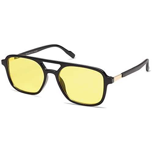 Image of SOJOS Retro Aviator Sunglasses for Women Men,Trendy Rectangle Womens Mens Shades Sun Glasses SJ2202