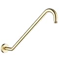 Shower Extension Arm with Flange Uvish 17" Shower Head Riser Pipe, Stainless Steel High Rise Long Neck Shower Head Arm Extender Arm for Rain Shower Head, Standard 1/2" Connection, Brushed Gold
