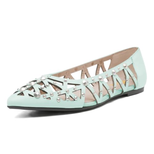 Zszszsu WWomen's Pointed Toe Cutout Ballet Flats with Studded Rivet Slip On Casual Dressy Shoes for Party Prom Wedding Daily Outfit Size 4-16 US