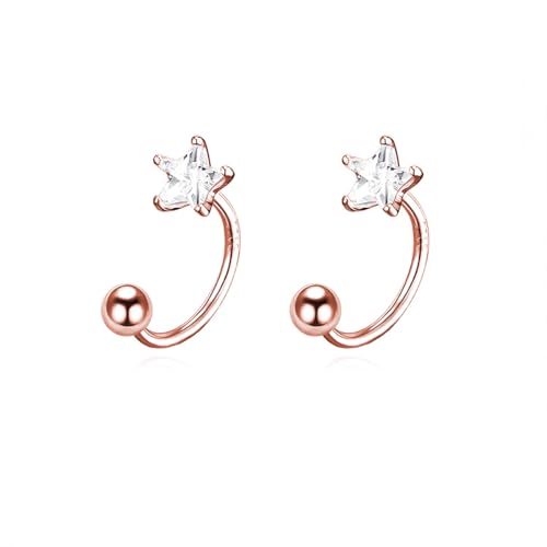 Créoles ouvertes étoile en argent sterling 925 massif, finition prestige et dos à vis