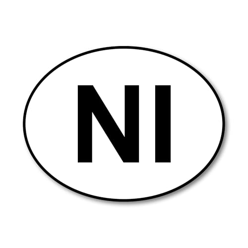 Image of Northern Ireland NI Car Identifier Sticker – Premium Vinyl Oval Decal – Decorative NI Regional Code – Bubble-Free, Weatherproof – Made in UK (IDNI)