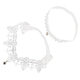 LALADEFIEE 2pcs Bridal Wedding Lace Garters with Rhinestone Pendant, White Stretch Leg Bands for Bride Thighs 45-60cm, Fashion Wedding Leg Accessories