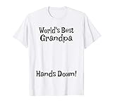 Mens World's Best Grandpa Hands Down Make a Handprint Shirt