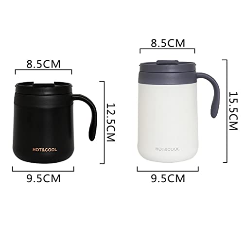 Image of Insulated Coffee Mug with Lid Travel Hot and Cold Coffee Mug with Spoon Double Wall Vacuum Insulated Stainless Steel Mug for Daily Drinks | BPA Free | (White)